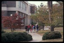Students walking outside of Mendenhall